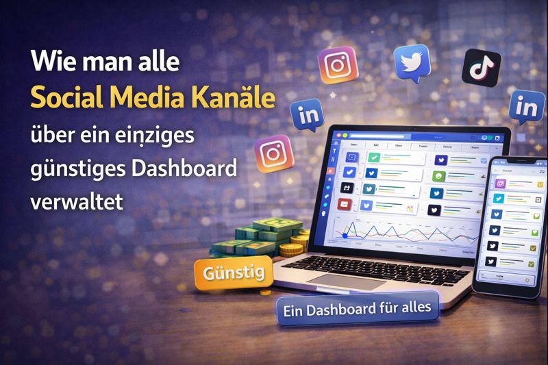 Wie man alle Social Media Kanäle über ein einziges günstiges Dashboard verwaltet - Featured image