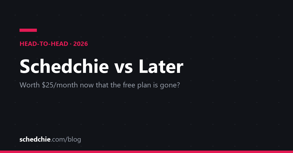 Cover card: Schedchie vs Later 2026 head-to-head comparison
