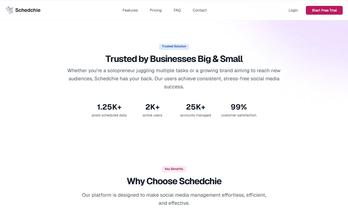 Schedchie dashboard — unlimited accounts and posts at one flat price