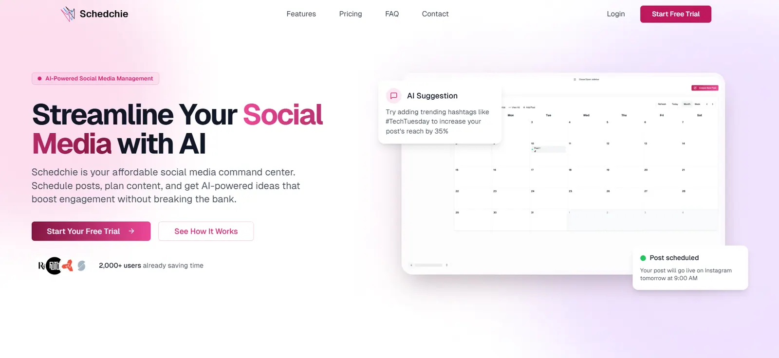 Schedchie dashboard — unlimited post scheduling across social accounts
